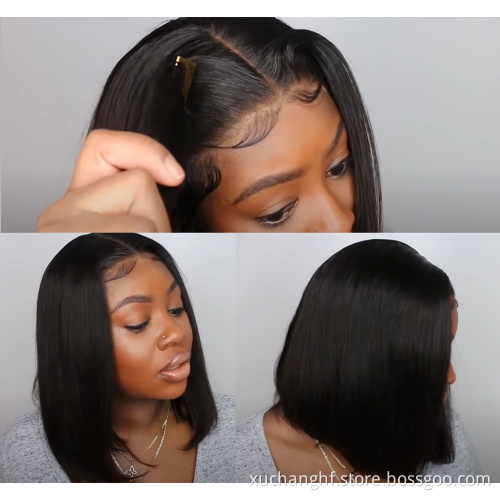 Bob Lace Front Wig Human Hair New Arrival Wholesale Price Middle Part 8 Inch Remy Hair Hair WEAVING Silky Straight Wave >=45%